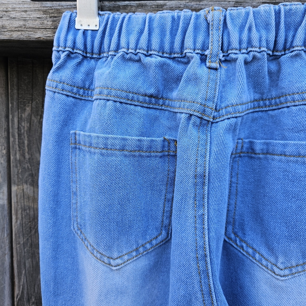Girls Ruffle Flare Distressed Jeans - Blue 8Y - Picture 12 of 16